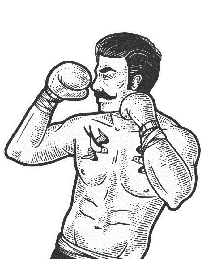 Image of Illustrated Man with Boxing Gloves