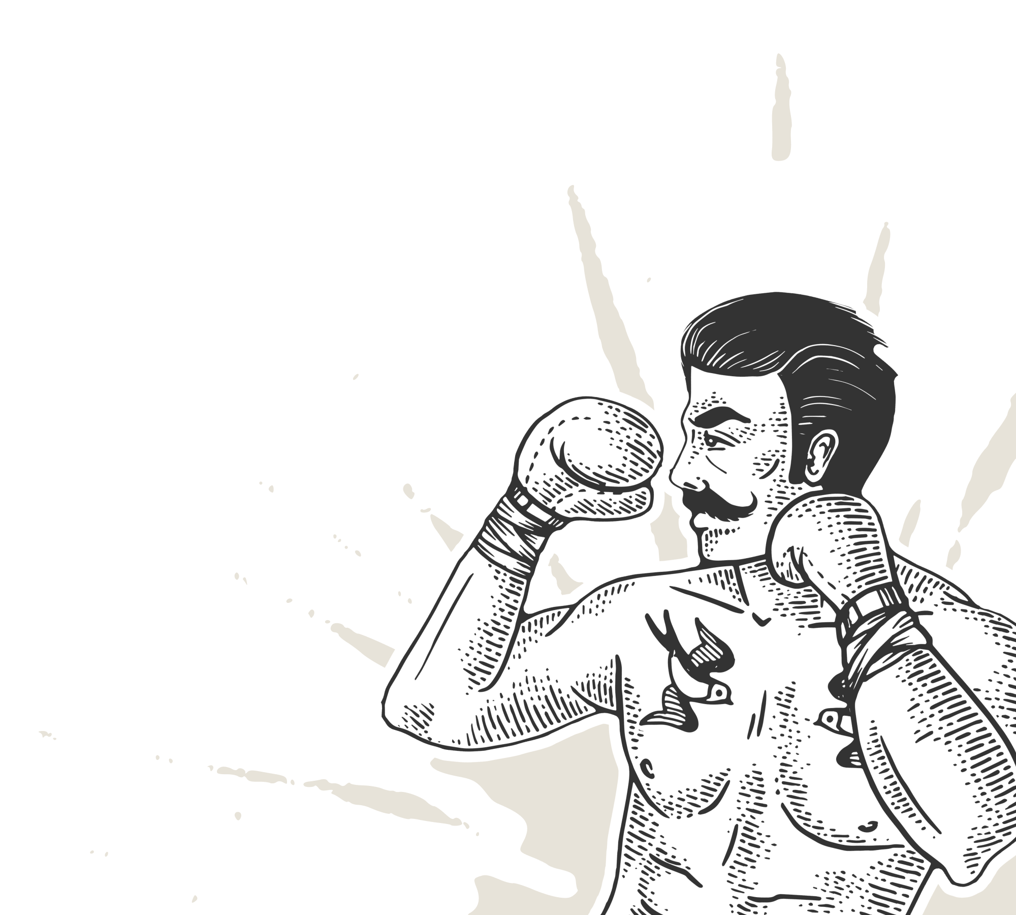 Illustrated boxer in a fighting pose
