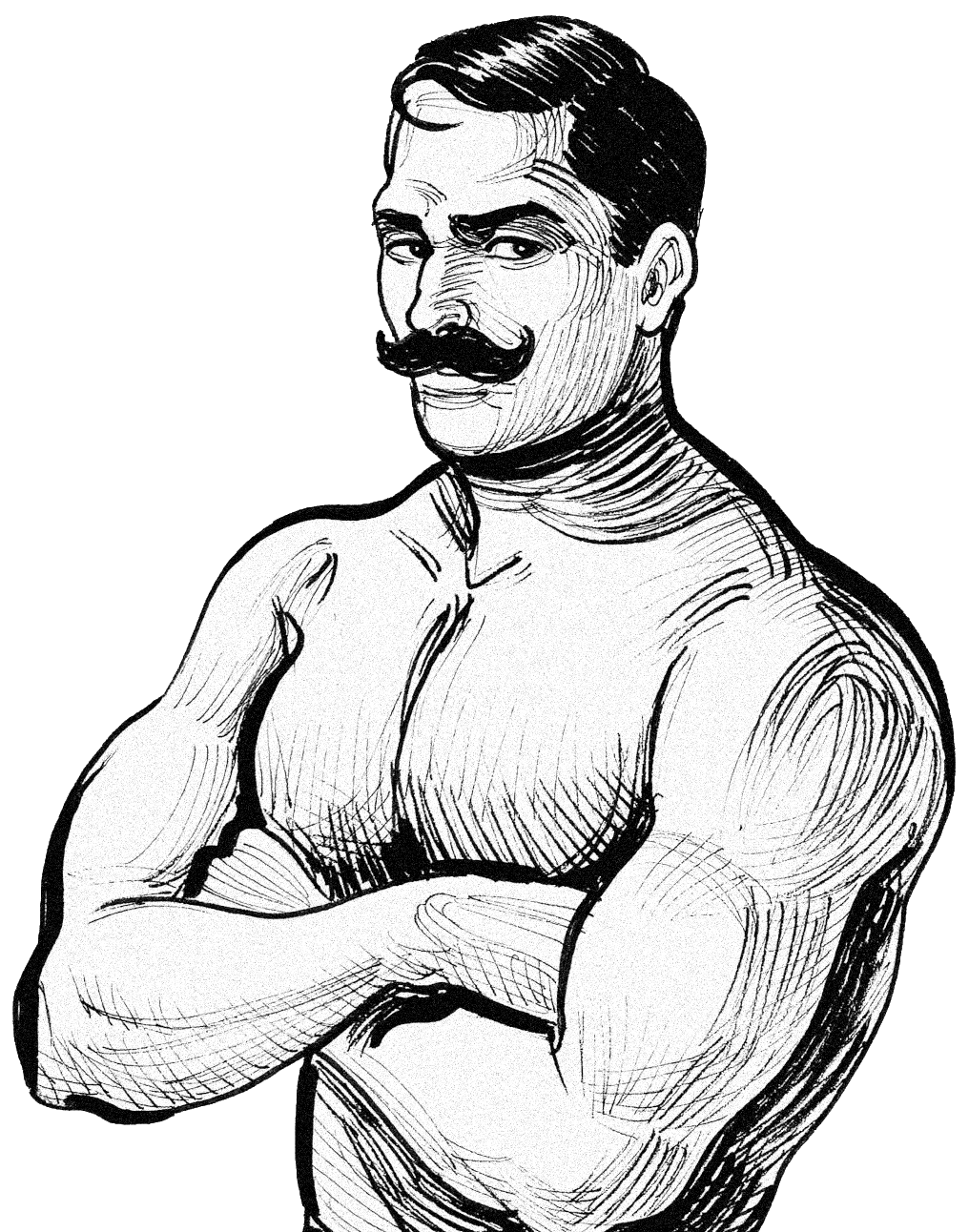 Line drawing of main standing with arms crossed